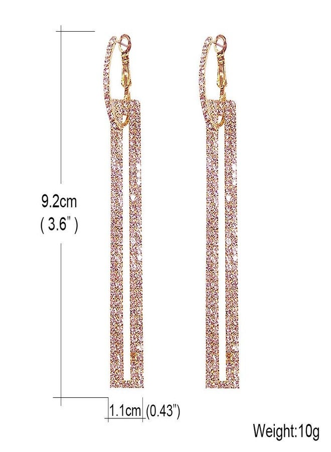 QJLE Rhinestone Long Rose Gold Earrings Dangle Drop Earrings for Women Hypoallergenic Dainty Cute Dangling Earings for Women Trendy Jewelry - Image 5